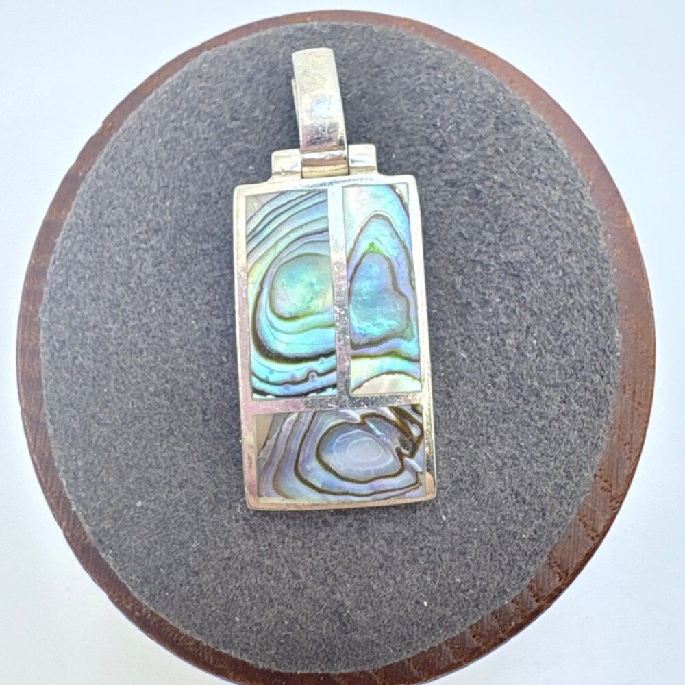 Abalone Pendant VTG Solid Sterling Silver 925 Size 1.25" Length